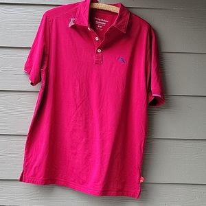 Tommy Bahama Fusia Pink Short Sleeve Polo Shirt Size M